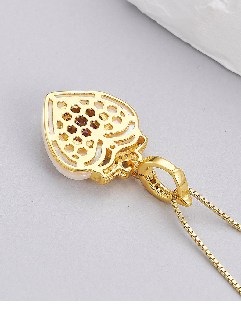 925 Sterling Silver Amethyst Flower Pendant Necklace - Vintage Design