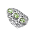 925 Sterling Silver Hollow Citrine & Peridot Adjustable Ring - Vintage Court Style