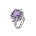 925 Sterling Silver Square Amethyst Ring