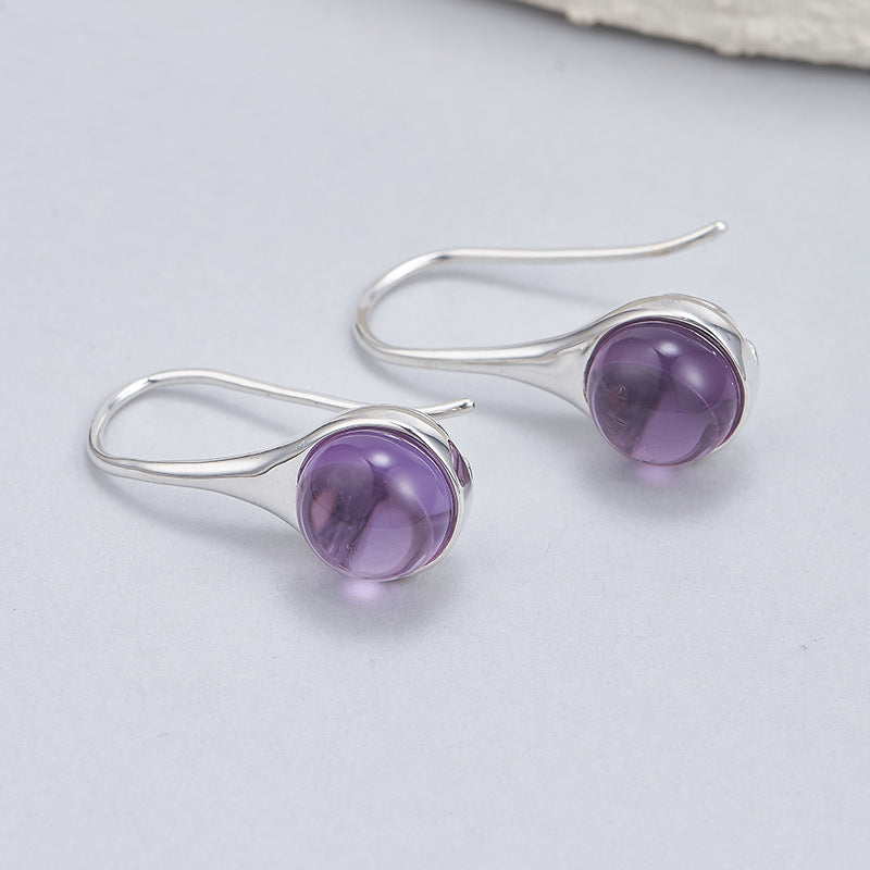 Amethyst Oval Earrings | 925 Sterling Silver | Minimalist Stud Earrings