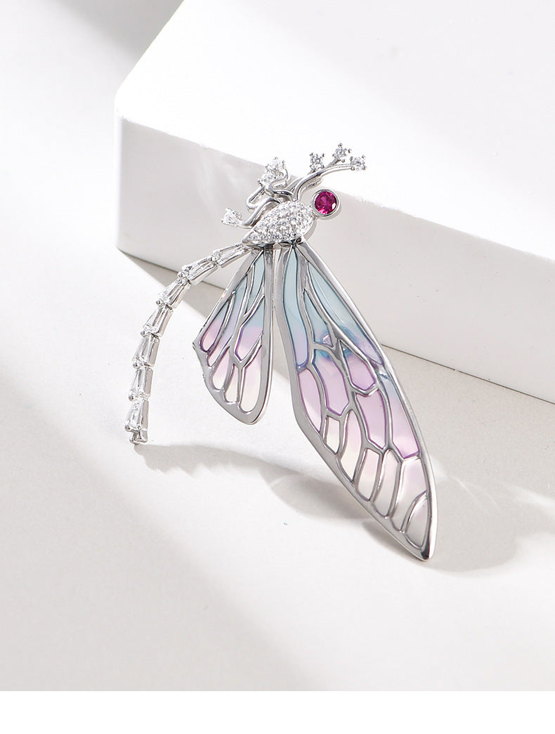Dragonfly Brooch Pin - 925 Sterling Silver Statement Jewelry for Coat & Jacket