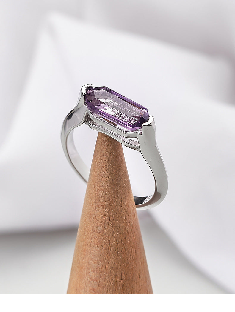 Simple Amethyst Ring | 925 Sterling Silver | Minimalist Cool Style Ring