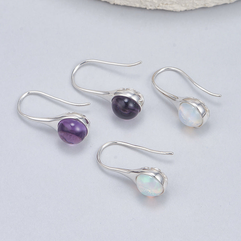 Amethyst Oval Earrings | 925 Sterling Silver | Minimalist Stud Earrings