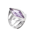 djustable Wide Band Ring - Oval Amethyst in 925 Sterling Silver - Openwork Filigree Design