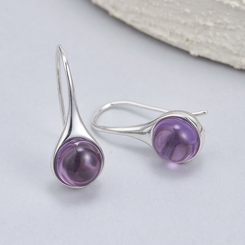 Amethyst Oval Earrings | 925 Sterling Silver | Minimalist Stud Earrings