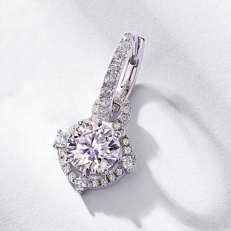 Simple Moissanite Earrings - 925 Silver Diamond-Encrusted - High-End Temperament Design