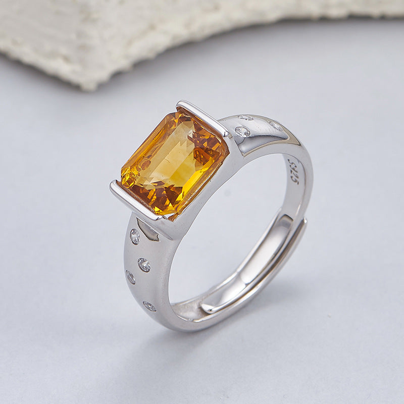 Amethyst Square Ring | 925 Sterling Silver | Adjustable Minimalist Ring
