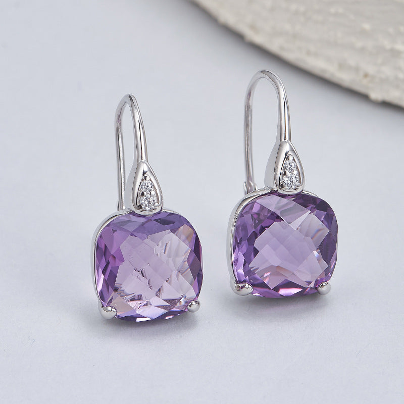 Citrine Square Earrings | 925 Sterling Silver | Minimalist Stud Earrings