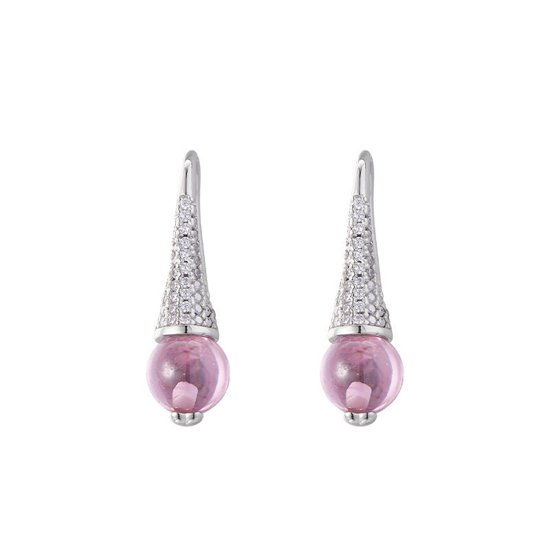 925 Sterling Silver Amethyst Flower Dangle Earrings - Vintage Design