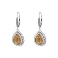 925 Sterling Silver Faceted Amethyst & Citrine Teardrop Dangle Earrings