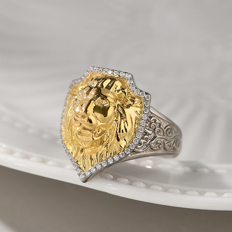 Lion Head Signet Ring - Arabesque Sterling Silver Statement Ring - Adjustable & Bold
