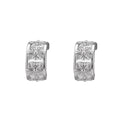 925 Sterling Silver Cross Pattern C-Shape Crystal Stud Earrings