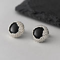 925 Sterling Silver Amethyst Flower Stud Earrings - French Vintage