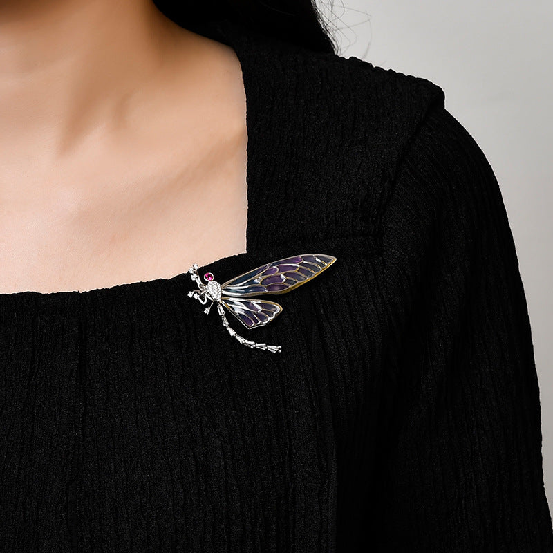 Dragonfly Brooch Pin - 925 Sterling Silver Statement Jewelry for Coat & Jacket