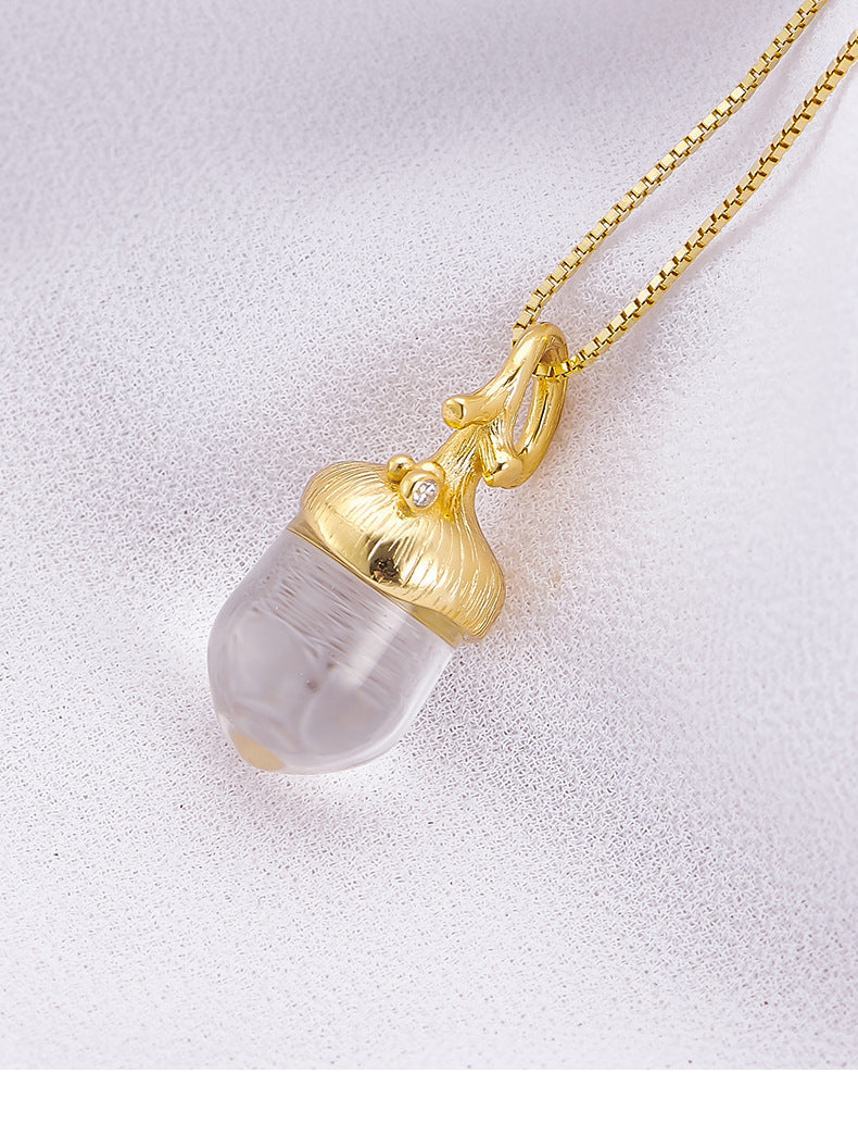 The Layering Pinecone Pendant - Delicate 925 Silver & Quartz Collarbone Chain - Effortless Minimalist Style