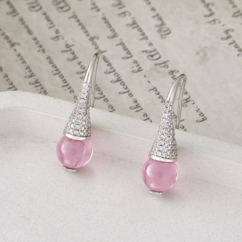 925 Sterling Silver Amethyst Flower Dangle Earrings - Vintage Design