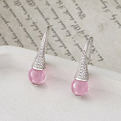 925 Sterling Silver Amethyst Flower Dangle Earrings - Vintage Design