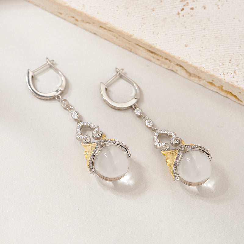 Statement Crystal Fringe Earrings - 925 Silver Clip-Ons for Effortless Glamour