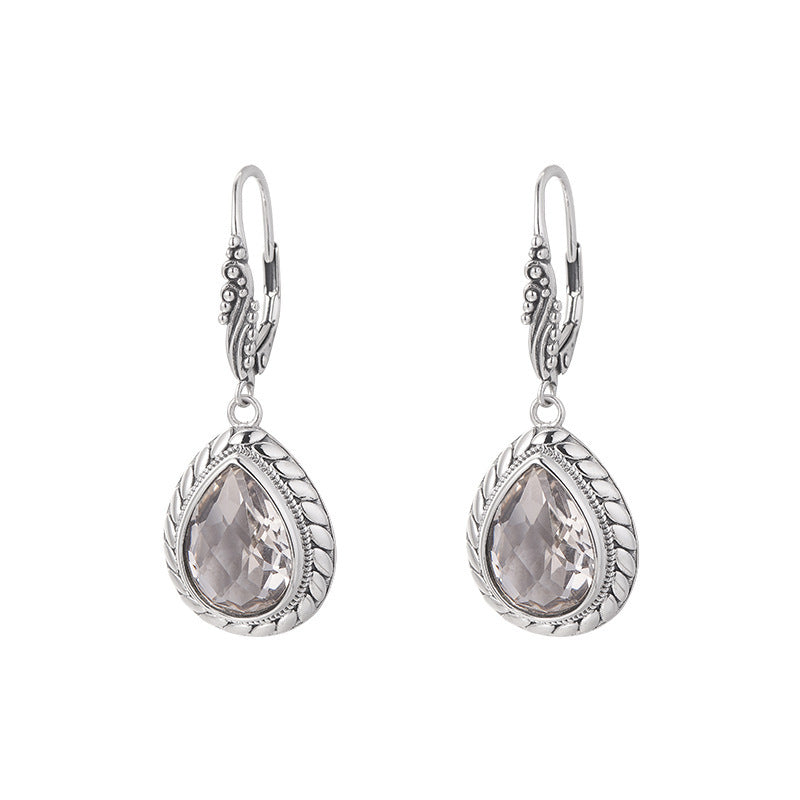 925 Sterling Silver Faceted Amethyst & Citrine Teardrop Dangle Earrings