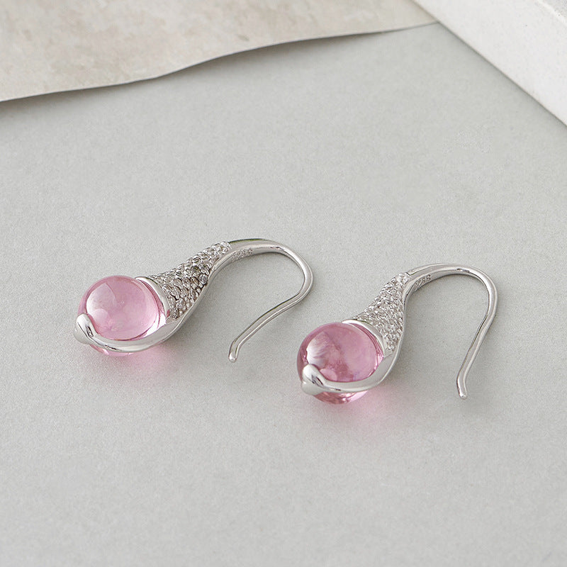 925 Sterling Silver Amethyst Flower Dangle Earrings - Vintage Design