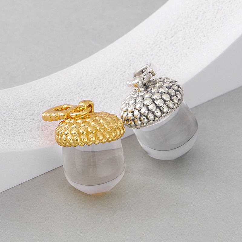 Pinecone Quartz Pendant - 925 Sterling Silver Delicate Collarbone Necklace