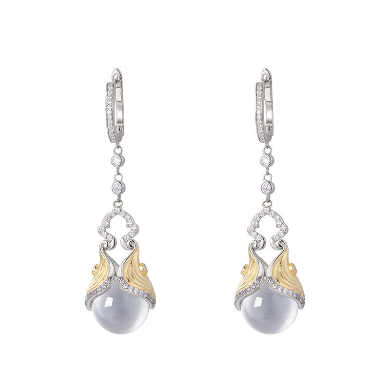 Statement Crystal Fringe Earrings - 925 Silver Clip-Ons for Effortless Glamour