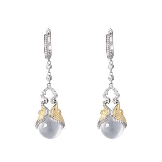 Statement Crystal Fringe Earrings - 925 Silver Clip-Ons for Effortless Glamour
