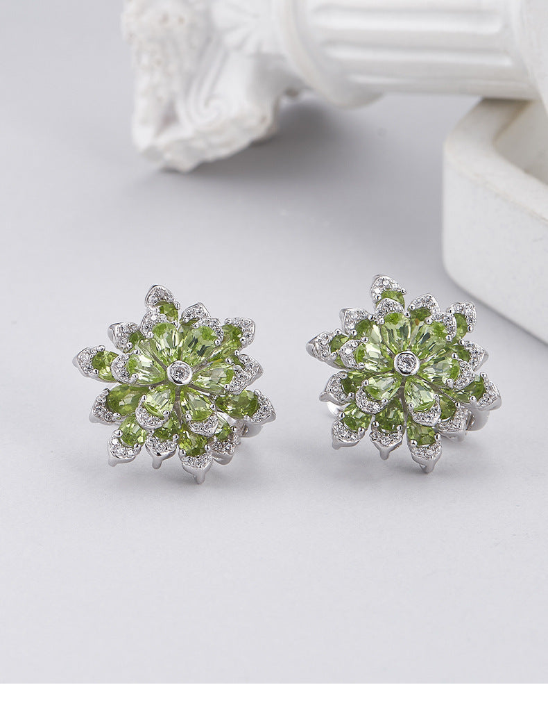 925 Sterling Silver Amethyst Flower Stud Earrings