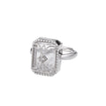 Square Wrapped Quartz Ring - 925 Sterling Silver Wire-Wrapped Adjustable Band