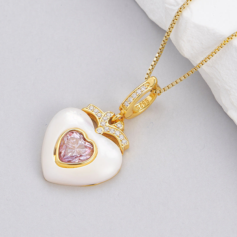 925 Sterling Silver Amethyst Flower Pendant Necklace - Vintage Design