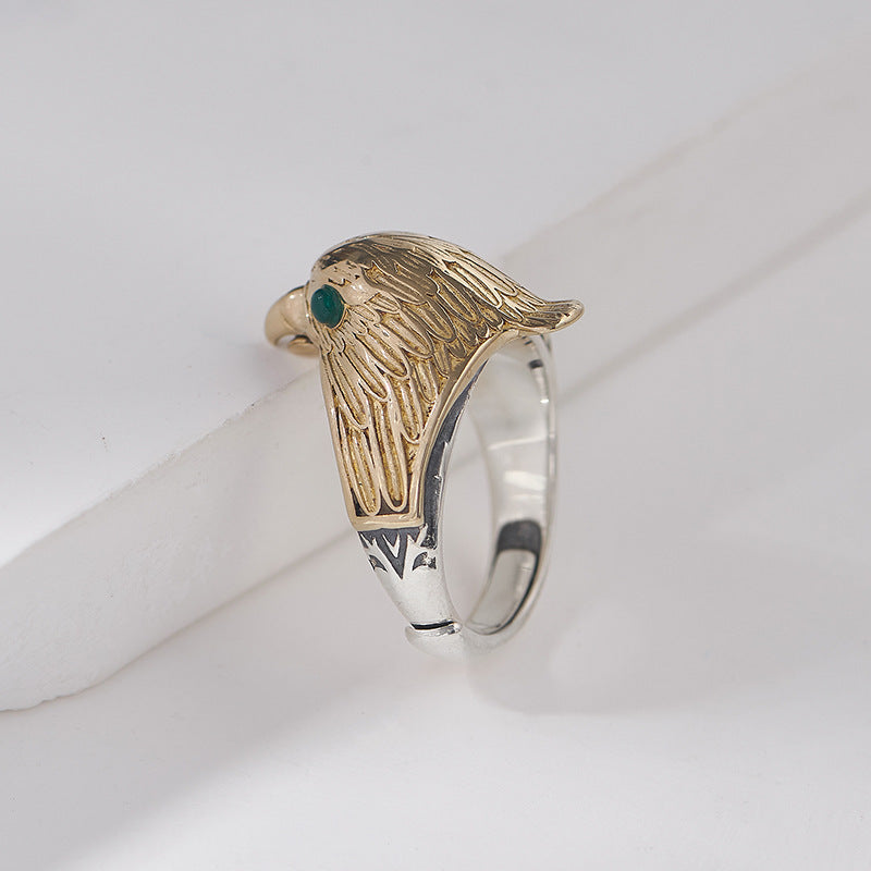 Eagle Ring - 925 Sterling Silver Adjustable Statement Band - Unisex Design