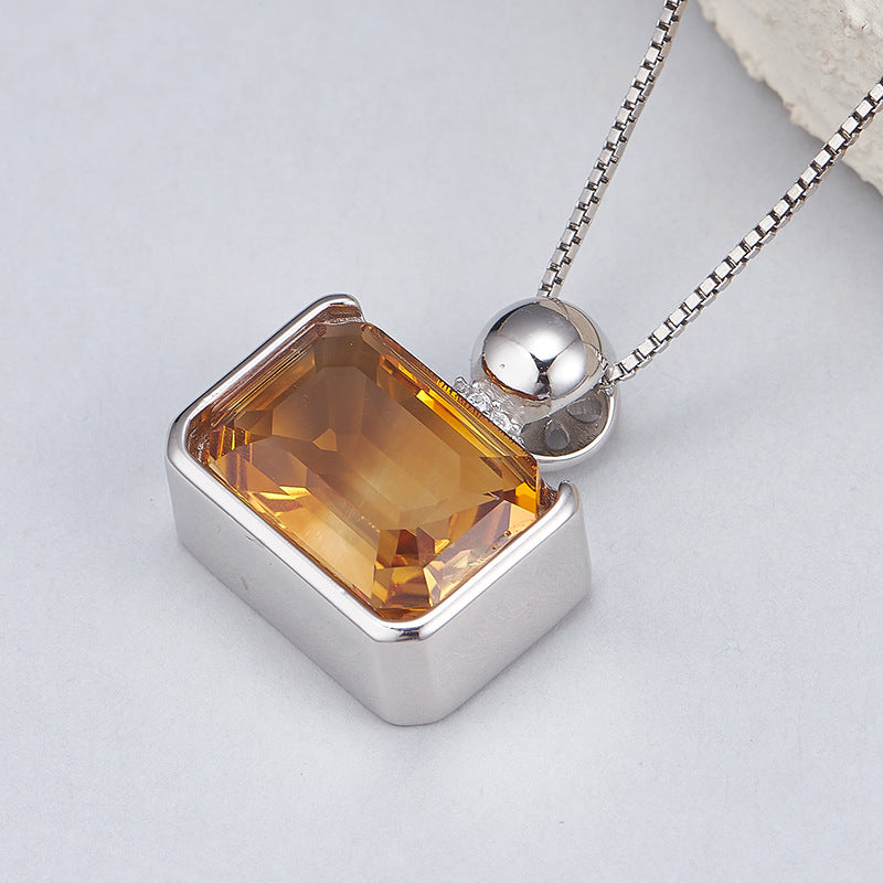 Square Crystal Pendant Necklace - 925 Silver Sugar Cube - Minimalist Perfume Bottle Design
