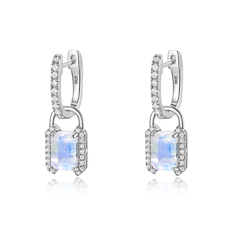 Blue Moonlight Pentagram Earrings - 925 Silver Diamond Studs - Colorful Fashion Trend
