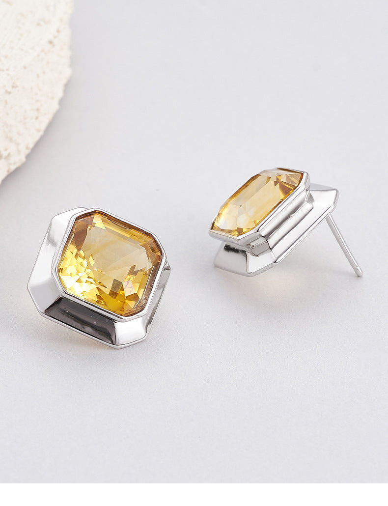 925 Sterling Silver Faceted Citrine Marquise Stud Earrings