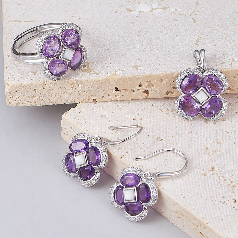 925 Sterling Silver Faceted Amethyst Ring