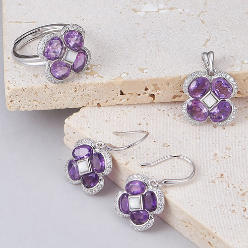 925 Sterling Silver Faceted Amethyst Ring