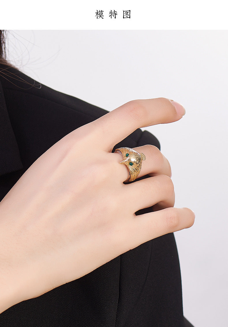 Eagle Ring - 925 Sterling Silver Adjustable Statement Band - Unisex Design