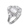 Moissanite Engagement Ring | 925 Sterling Silver | Adjustable Geometric Ring
