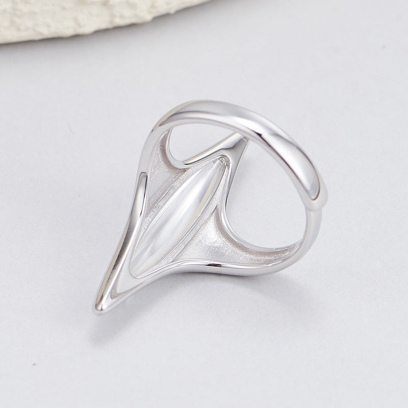 S925 Silver Cold Wind Premium White Crystal Geometric Ring Neutral Wind Cone Open Index Finger Ring