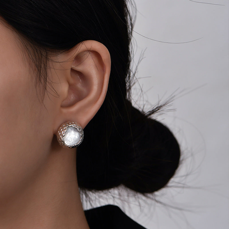 925 Sterling Silver Amethyst Flower Stud Earrings - French Vintage