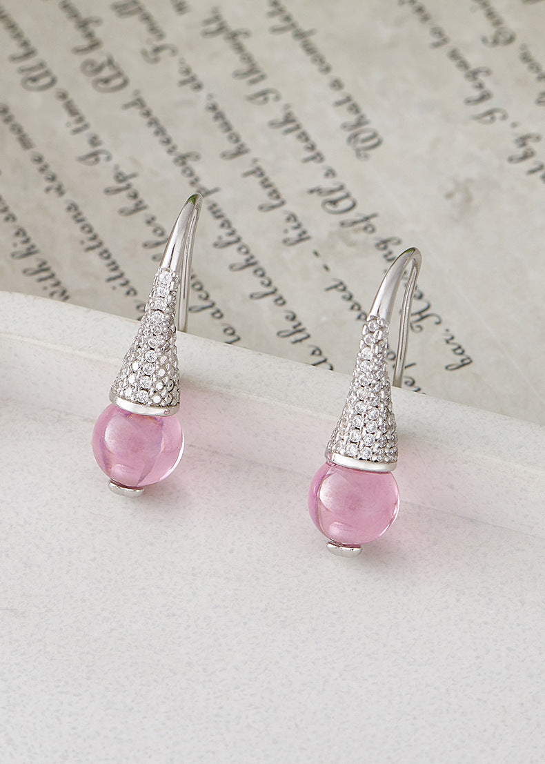 925 Sterling Silver Amethyst Flower Dangle Earrings - Vintage Design