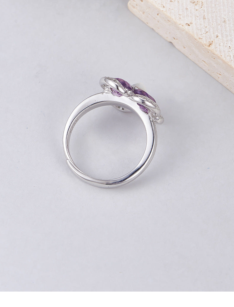 925 Sterling Silver Faceted Amethyst Ring