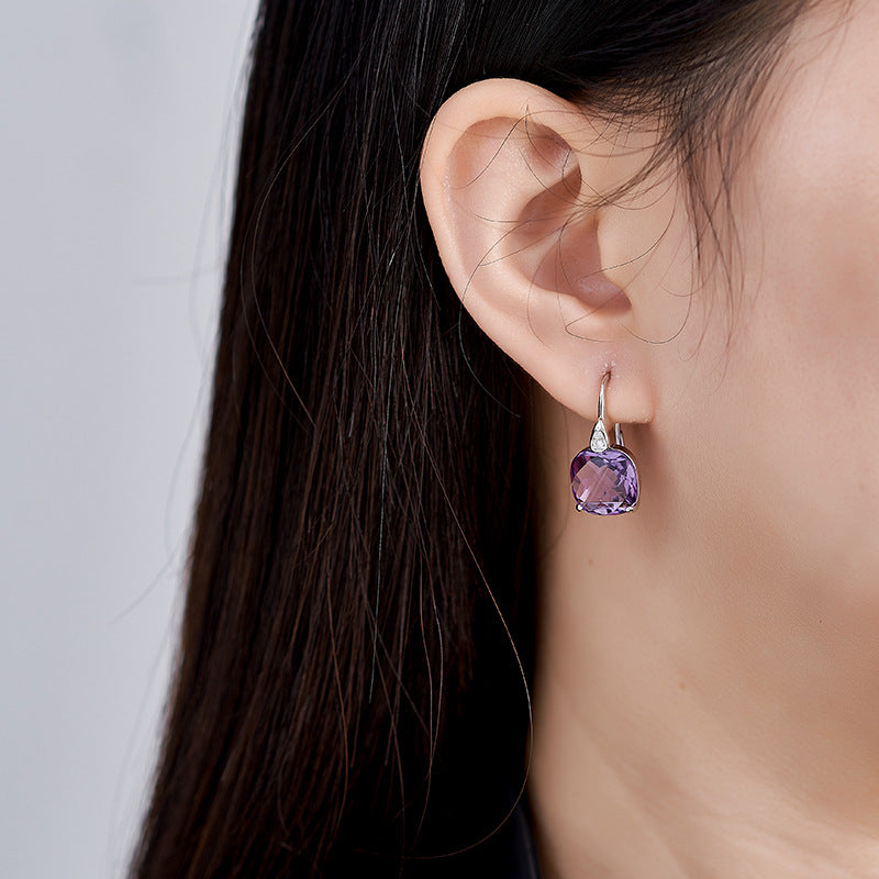 Citrine Square Earrings | 925 Sterling Silver | Minimalist Stud Earrings