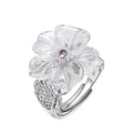 Hollow Lace Crystal Flower Ring - 925 Silver Temperament - Versatile High-End Design