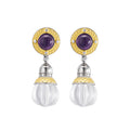 S925 silver natural crystal pumpkin bead earrings retro Italian craftsmanship temperament medieval earrings women
