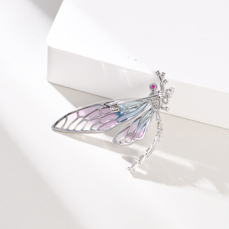 Dragonfly Brooch Pin - 925 Sterling Silver Statement Jewelry for Coat & Jacket