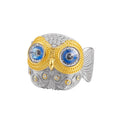 925 Sterling Silver Owl Wing Adjustable Open Ring - Unisex Design