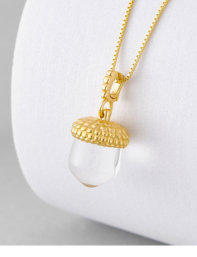 Pinecone Quartz Pendant - 925 Sterling Silver Delicate Collarbone Necklace