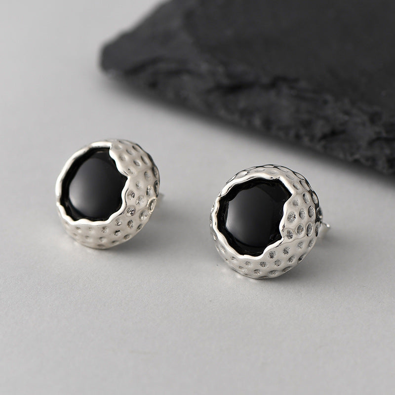 925 Sterling Silver Amethyst Flower Stud Earrings - French Vintage