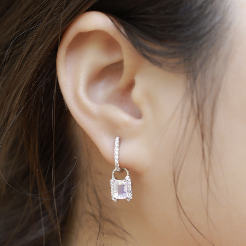 Blue Moonlight Pentagram Earrings - 925 Silver Diamond Studs - Colorful Fashion Trend